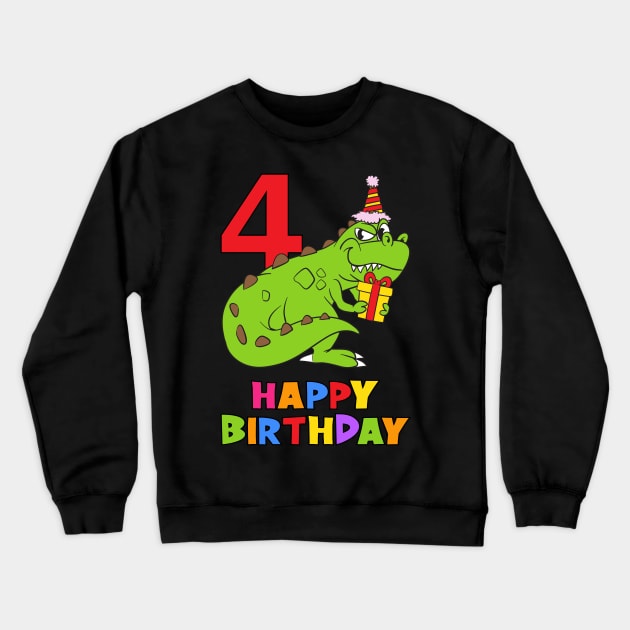 4th Birthday Party 4 Year Old Four Years Crewneck Sweatshirt by KidsBirthdayPartyShirts
